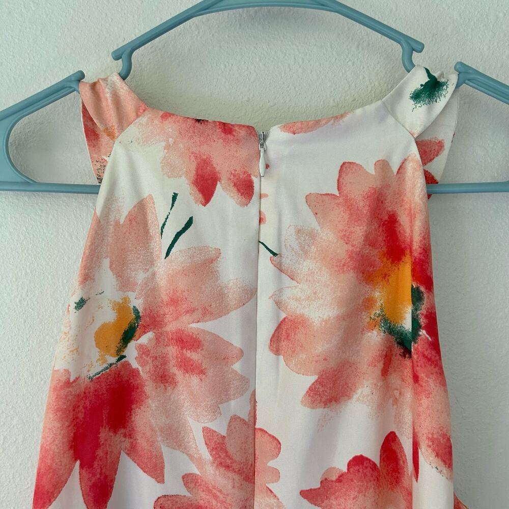 Donna Morgan Floral high neck halter colorful wedding guest mini party dress 10 - Picture 7 of 10
